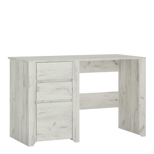 Furniture To Go Angel 3 Drawer Desk in White Craft Oak
