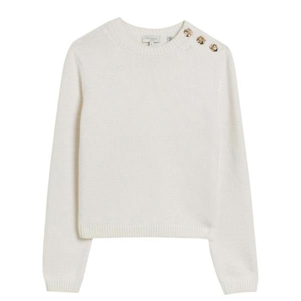 Ted Baker WMK JANHA Rose Button Crew Neck Long Sle