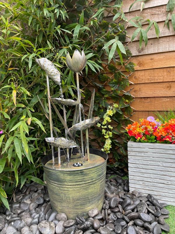 Tranquillity Water Features Zinc Flower Modern Metal Water Feature