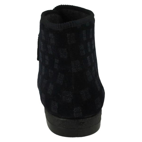 Spot On Mens Balmoral Chequered Pattern Bootee Slippers VB M25