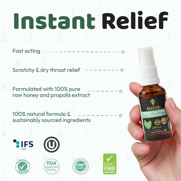 Bee and You Propolis Raw Honey Throat Spray