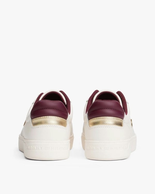 Tommy Hilfiger Elevated Womens Leather Court Trainers - Ancient White