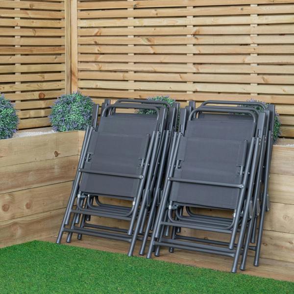 Samuel Alexander Set of 6 Outdoor Multi-Position Textoline Garden Chairs in Grey