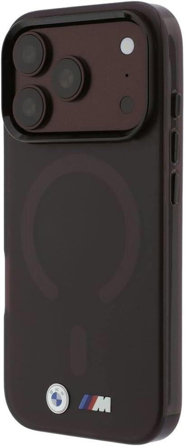 BMW M IML Frosted Metal Logo Trims Case with MagSafe for iPhone 17/18 Pro 6.3" Burgundy - BMHMP18L26HTFMILR
