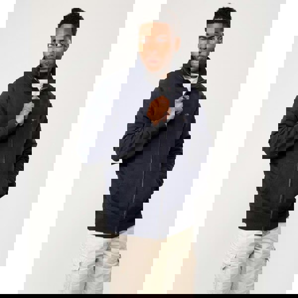 GANT Mens Regular Fit Shield Logo Full Zip Sweatshirt - 433 Evening Blue - CHO - Designer Mens Sweatshirts