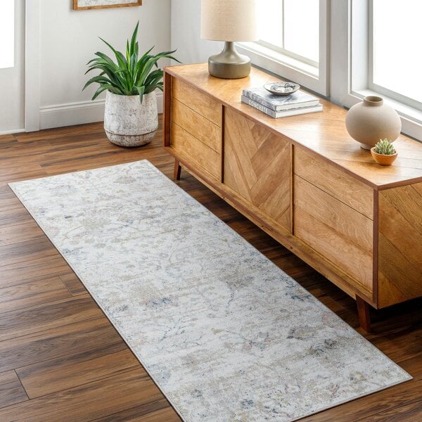 Livabliss Lavadora LVR2358 Washable Grey Brown Blue Traditional Vintage Boho Rug - 80 x 220 cm