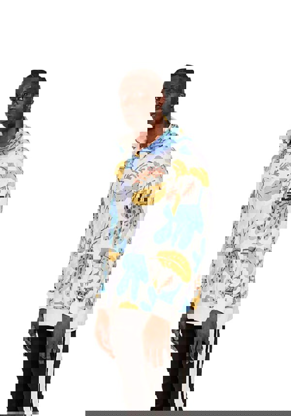 White leaf print hoodie