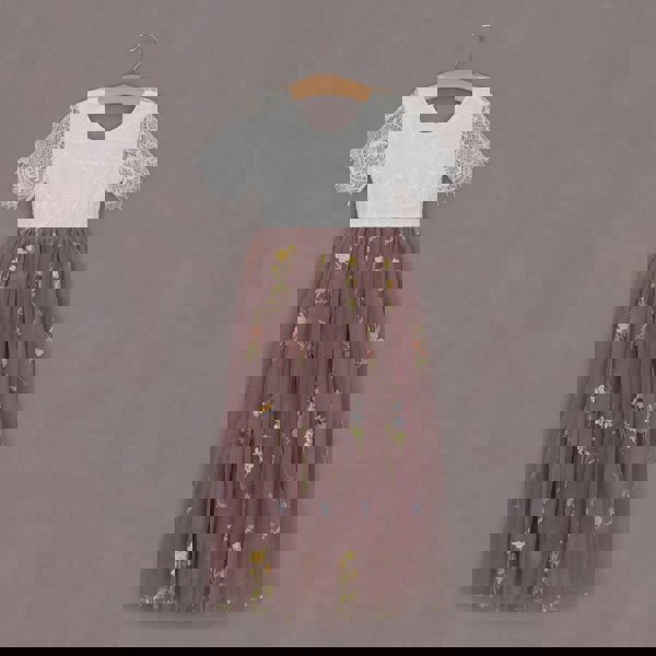 Baby Enchanted Dress - Heather Mauve /White Lace