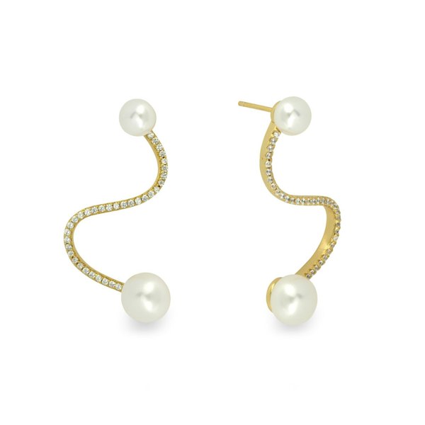 Gold Trip Pearl Wave Earrings