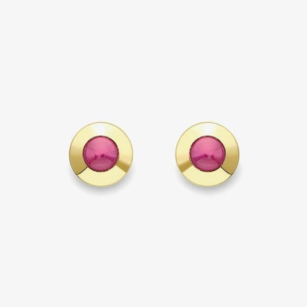 T. H. Baker 9ct Yellow Gold Ruby Stud Earrings 120325147569