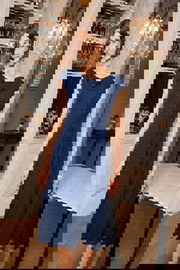 Alie Street London Darcie Cowl Neck Dress (Glitter Blue)