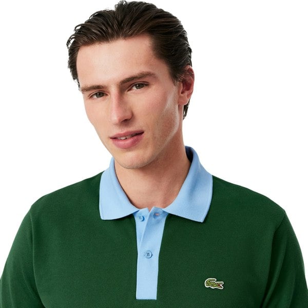 Lacoste Classic Fit Contrast Collar Polo Shirt Green/Blue