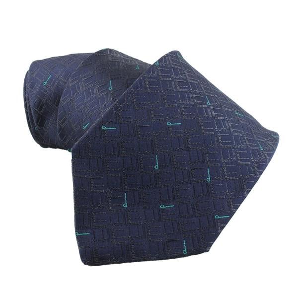 Dunhill luxurious silk tie in a longtail logo with contrasting scattered d pattern