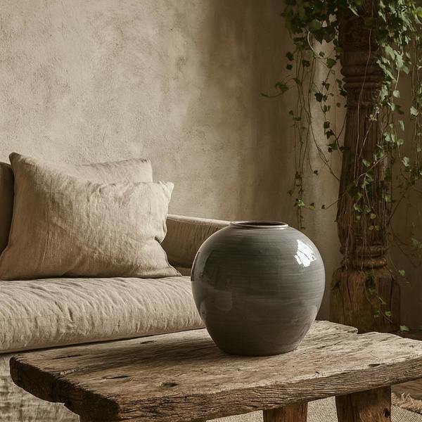 Wyld Haus Starburst Grey Glazed Traditional Ceramic Vase