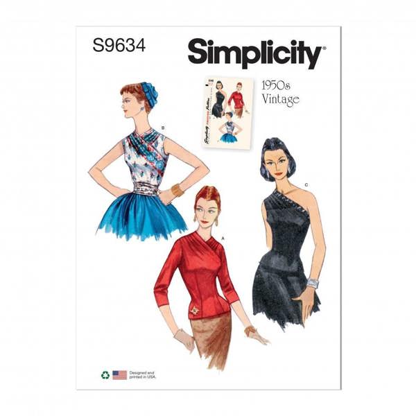 Simplicity Sewing Pattern 9634, Tops, Vintage Style for Women, H5 (6-8-10-12-14) - Intermediate