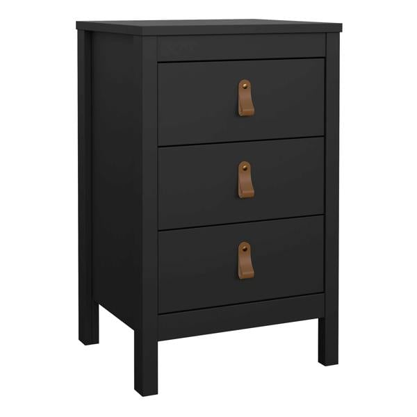 Wyld Haus Wildberry Matt Black Bedside Table 3 Drawers