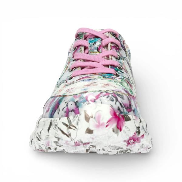 Laura Vita Sofiao 07 - Women's Pink Floral Leather Platform Sneakers