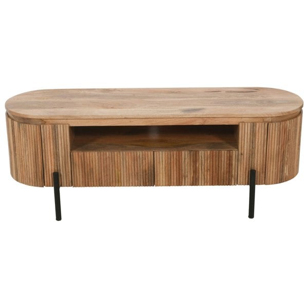 IH Design Niles Natural Solid Wood TV Cabinet With Metal Legs