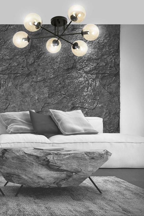 Emibig BRENDI Ceiling lamp  6 x E14 Black with Amber Shade