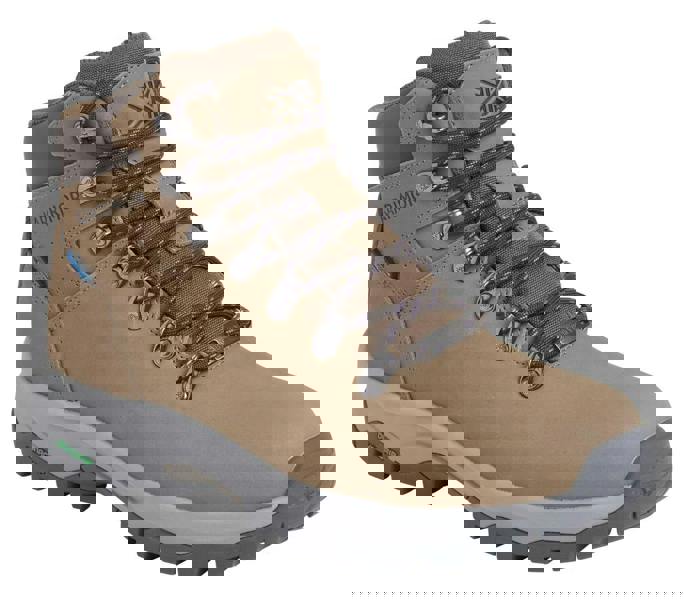 Karrimor Mendip 4 Womens Waterproof Hiking Trekking Ankle Boots, tan outdoor boots with durable laces, rugged outsole, and waterproof design for hiking and trekking.