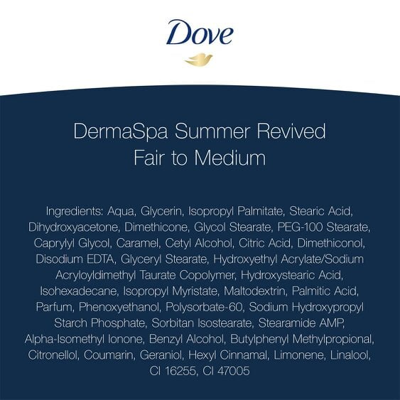 Dove Derma Spa Summer Revived Fair To Medium Skin Body Lotion, 2 Pack of 200ml