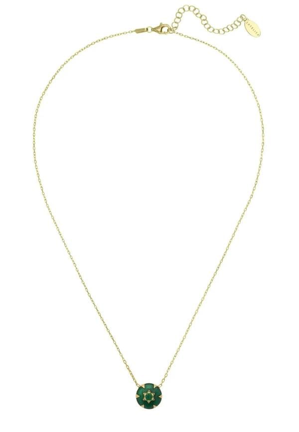 Star Of David Green Enamel Necklace Gold - LATELITA Necklaces