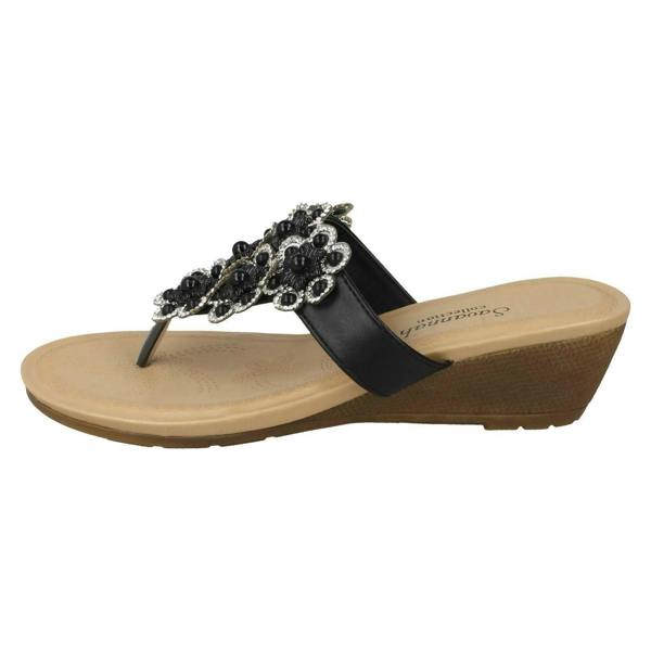 Savannah Ladies Savannah Mid Wedge Toepost Sandals