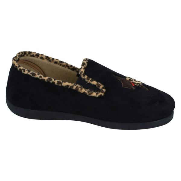 Padders Ladies Padders Wide Fitting Slippers With Dog Detail Dandie