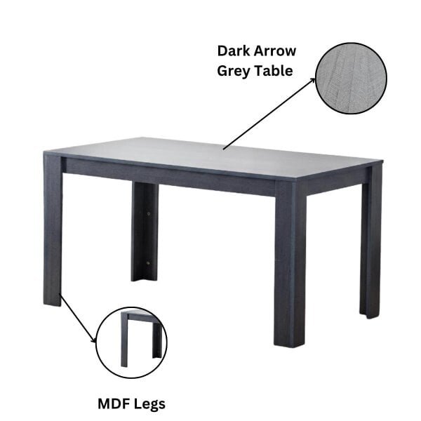 Kosy Koala Arrow Charcoal Dining Table Set With 4 Faux Leather Dining Chairs Kitchen Dining Room Furniture Set