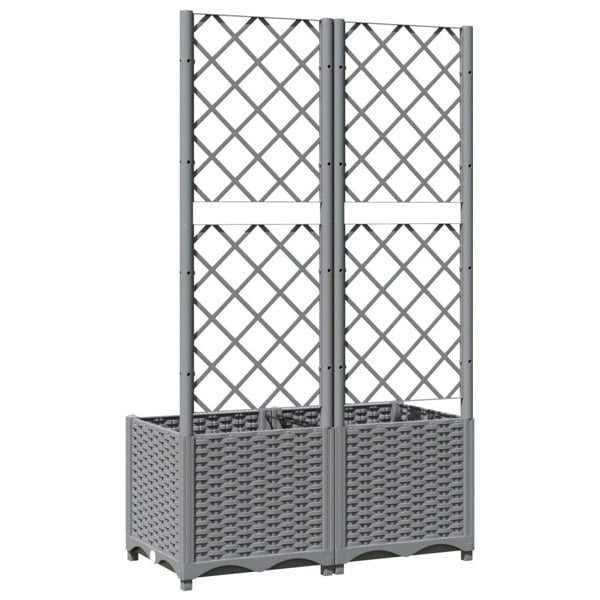 Berkfield Garden Planter with Trellis Light Grey 80x40x136 cm PP
