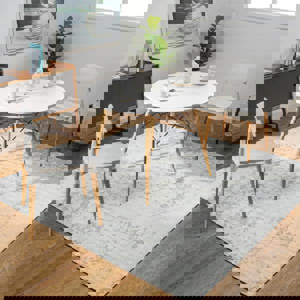 Livabliss Monaco-Abstract Grey Ivory Modern Marble Rug