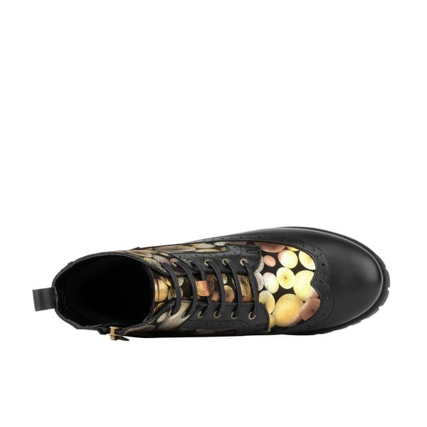 Embassy London Milliner Platform - Gold - Women's leather chunky platform ankle boot with wool lining