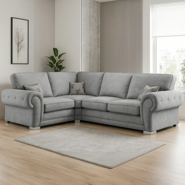 Furnishings For Less Milan Chesterfield Fabric 4 Seater Corner Sofa - Full Back