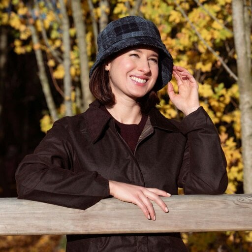 Heather Hats & Accessories Harris Tweed Wide Brimmed Bucket Hat, Cotton Lining, Outdoor Wear, Graphite