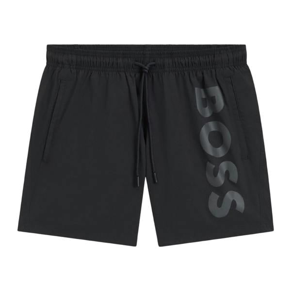 Boss Mens Logo Printed Swim Shorts - Grey - 