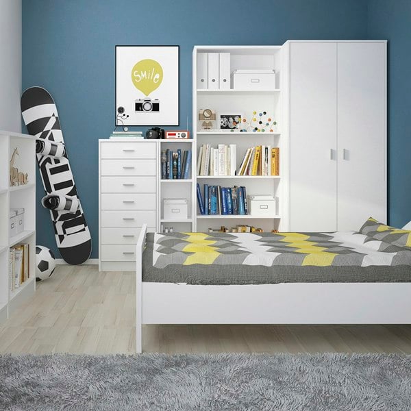 Furniture To Go 4 You Tall Narrow Bookcase in Pearl White