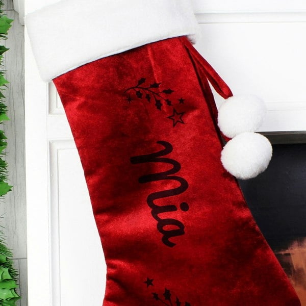 Personalised Memento Company Personalised Holly Red Christmas Stocking