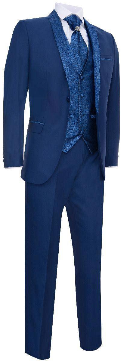 TruClothing Men's 4 Piece Blue Tailored Wedding Suit