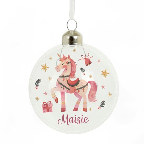 Personalised Memento Company Personalised Unicorn Christmas Glass Bauble
