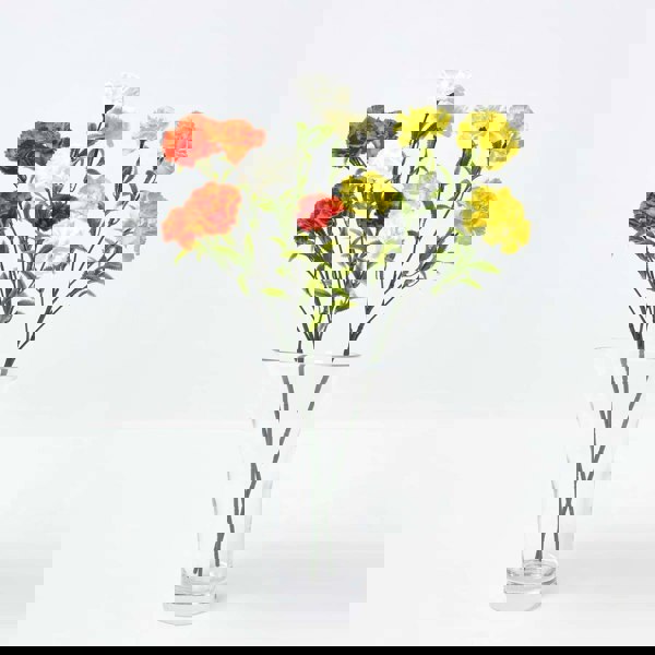 HOMESCAPES Yellow Artificial Carnation Spray Single Stem Set of 3, 55 cm
