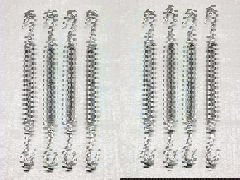 x4 M12 Galvanised Forged Straining Screw Hook And Hook - Caravan Turnbuckle Open Body