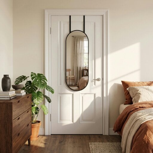 Downton Interiors Black Oval Over Door Metal Mirror 120cm