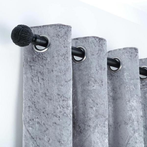 A.Unique Home Knotted Ball Extendable Curtain Pole (25/28mm) (Matte Black,180cm - 340cm)
