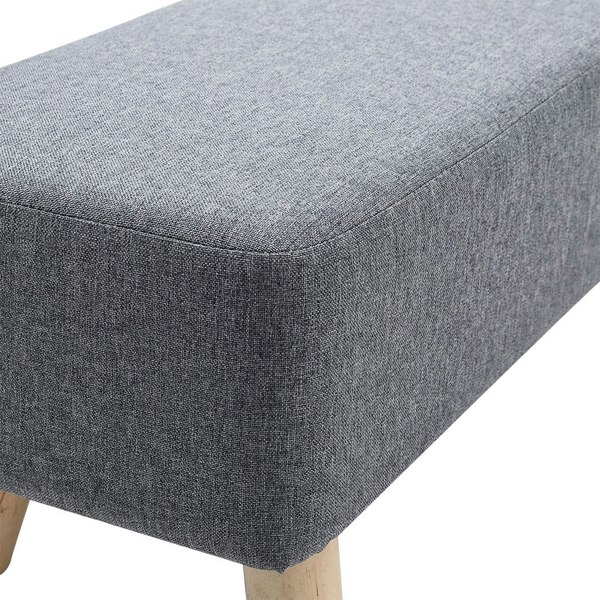 Living and Home 81cm W Dark Grey Rectangular Tofu-shaped Footstool