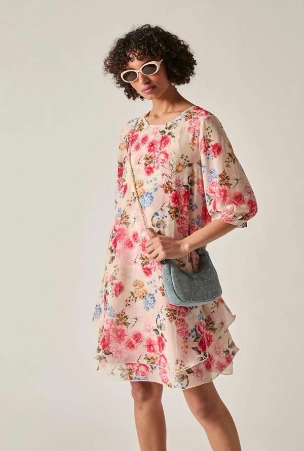 James Lakeland Flower Print Wave Hem Dress