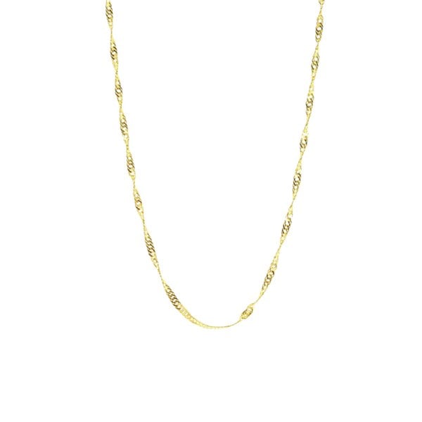 Spero London 9ct Solid Gold Twisted Singapore Chain Necklace