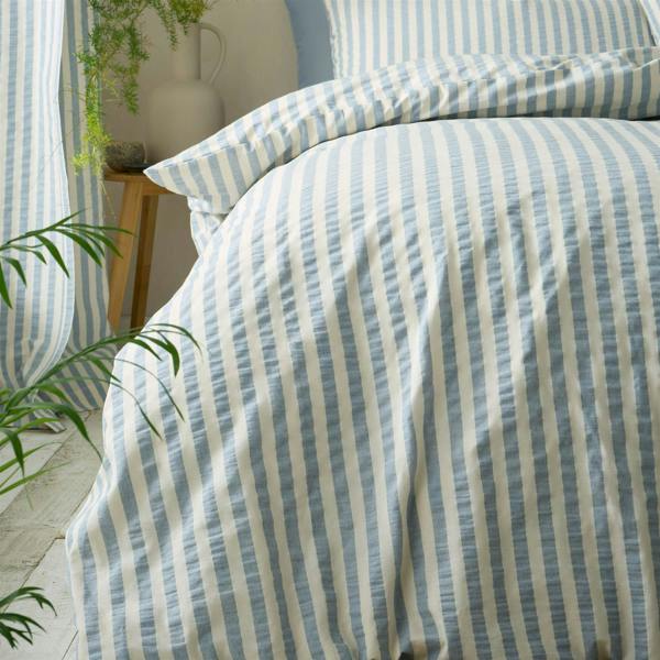 Pineapple Elephant Cotton Rich Woven Stripe Blue Duvet Cover Set