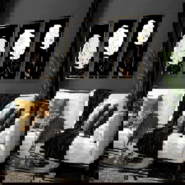 Black wall art for living room | set of 3 wall art prints