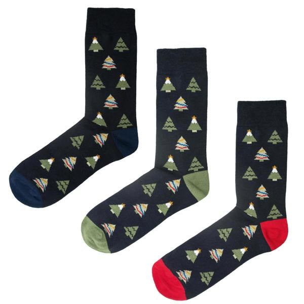 Jemsox 3 Pack Trees Design Organic Cotton Mens Socks Christmas Gift Set