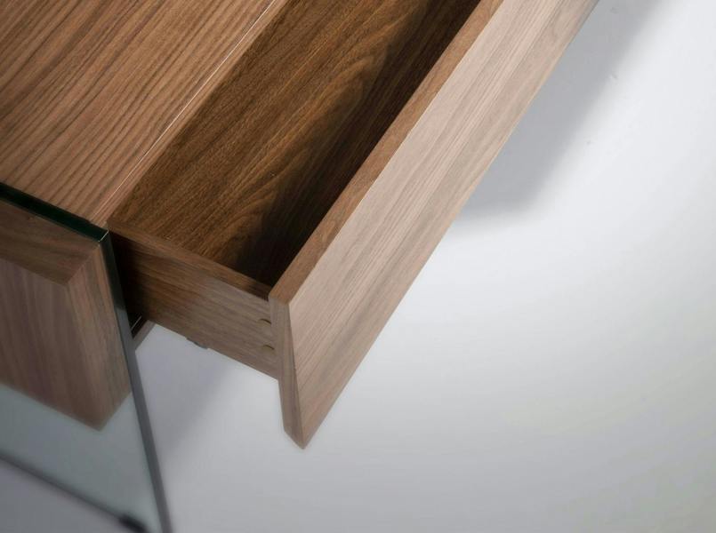 Angel Cerdá Rectangular Coffee Table Walnut and Tempered Glass 2050